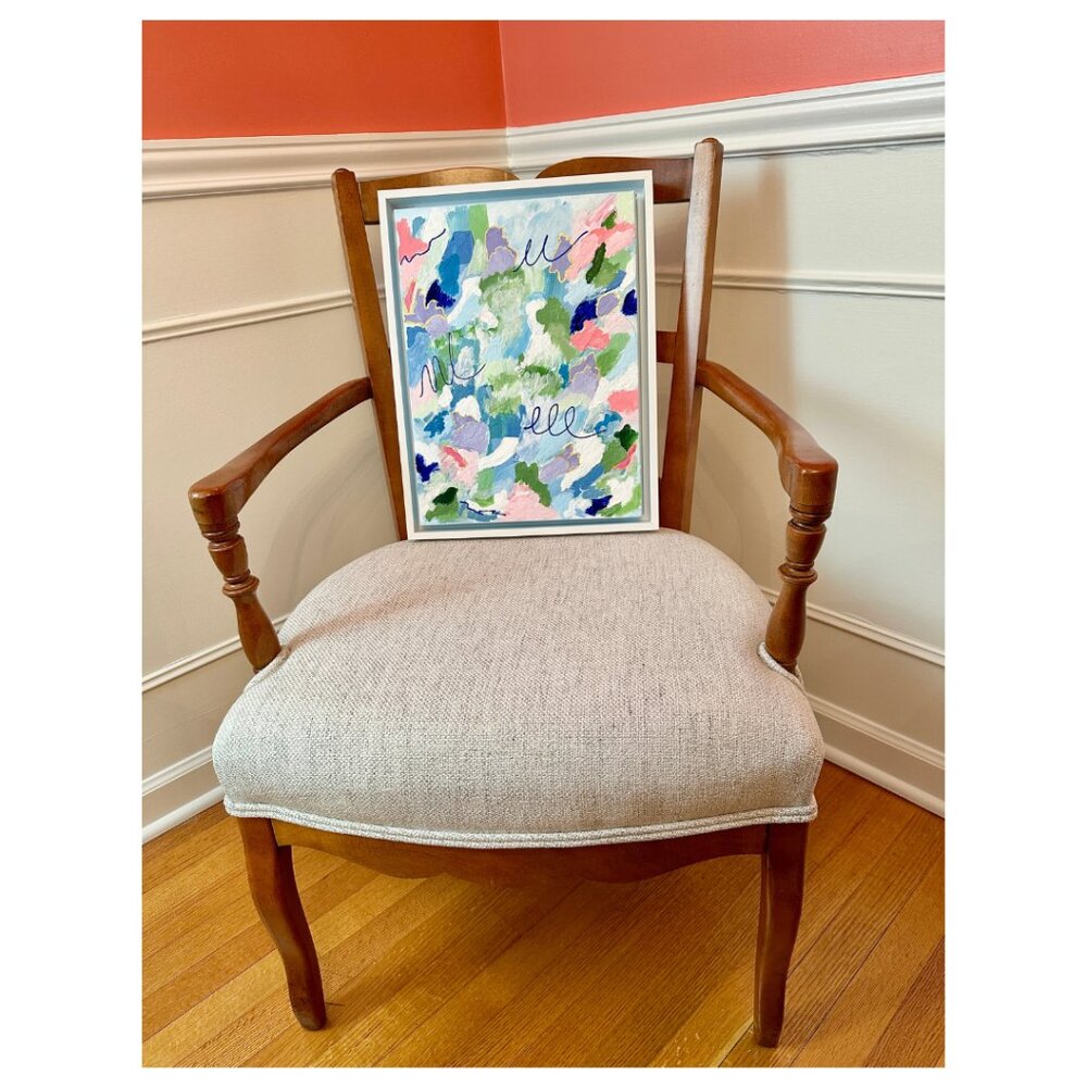 Painting Original Acrylic Mixed Media in White Floater Frame Ready to Hang